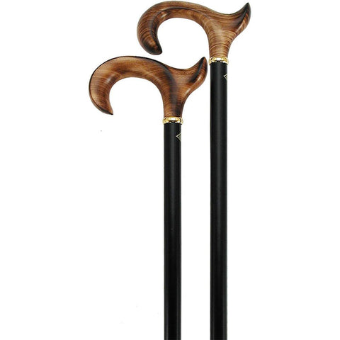 HARVY Scorched Maple Ergonomically Correct Walking Cane With Black Shaft and Bronze Collar