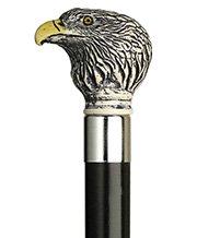 HARVY Scrimshaw Eagle Walking Stick With Black Beechwood Shaft and Silver Collar