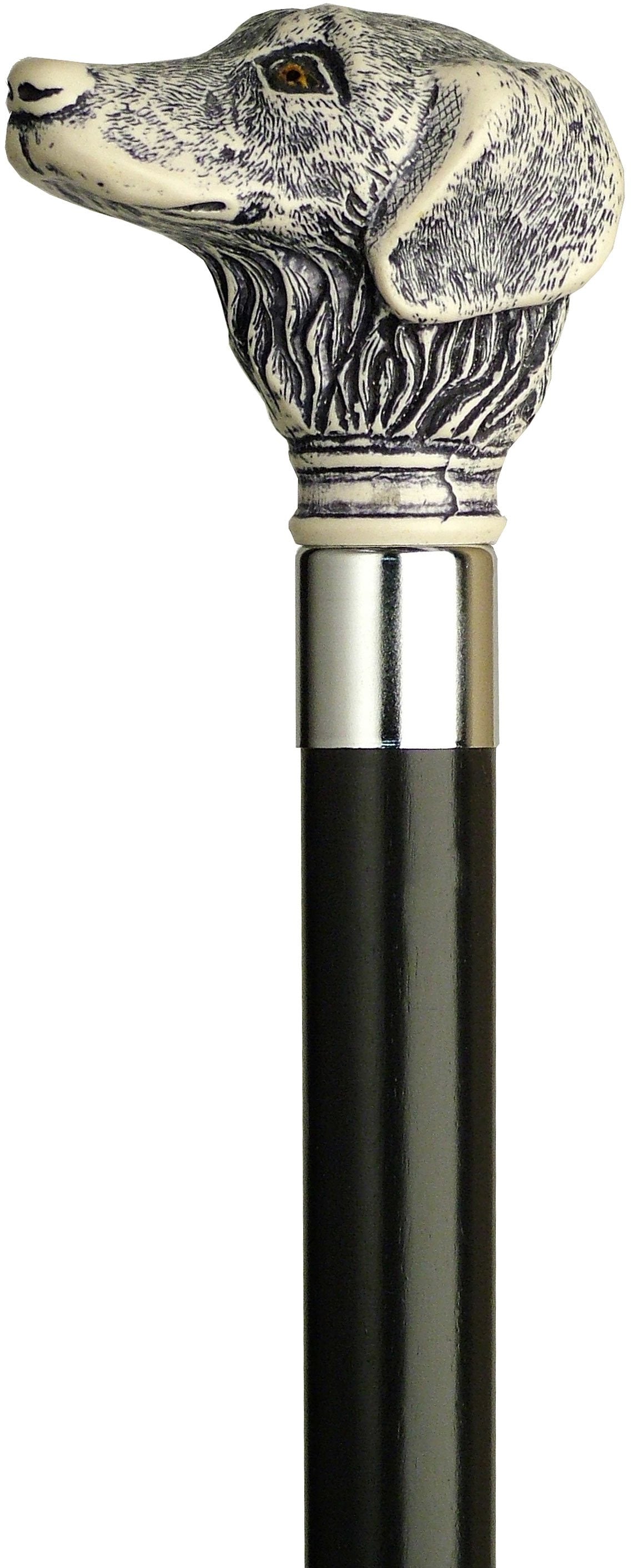 Scrimshaw Labrador Dog Walking Stick With Black Beechwood Shaft Fashionable Canes