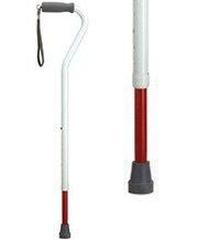 HARVY Support Sight Impaired Offset Handle Walking Cane With White and Red Adjustable Aluminum Shaft