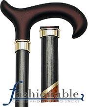 HARVY Brown Stripe Derby Handle Walking Cane With Black and Brown Stripe Cherrywood Shaft - Brass Collar