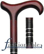 HARVY Burgundy - Triple Ring Derby walking Cane With Burgundy and Ebony Stained Beechwood Shaft