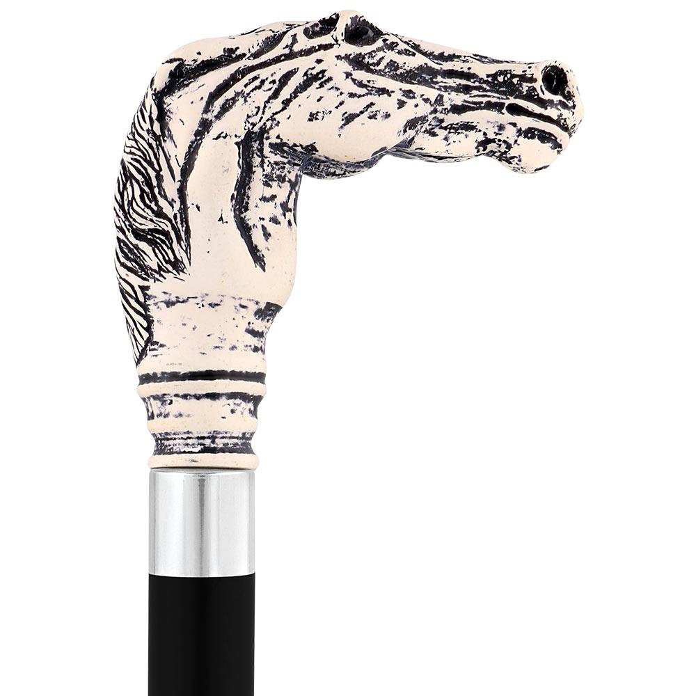 HARVY Scrimshaw Horse Head Walking Cane