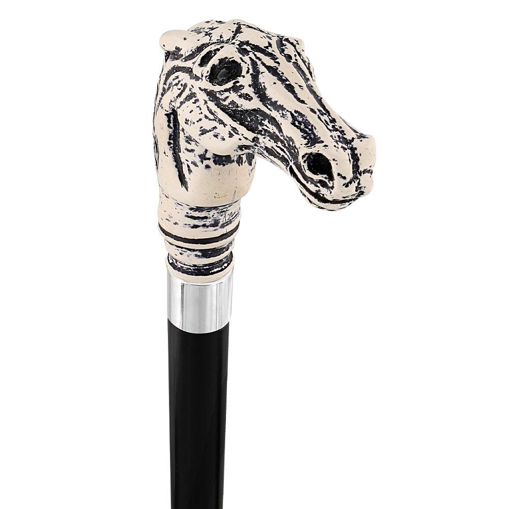 HARVY Scrimshaw Horse Head Walking Cane