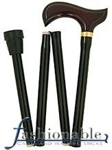 HARVY Classic Black, Derby Walking Cane with Black, Folding Aluminum Shaft and Brass Collar