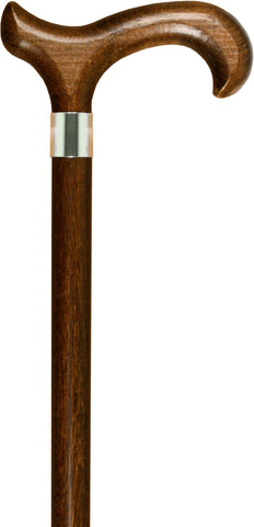 HARVY Deluxe Scorched Beechwood Derby Walking Cane With Beechwood Shaft and Brass Collar