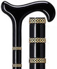 Harvy Braided Gold and Black Derby Walking Cane With Black Beechwood Shaft And Double Gold Braided Collar