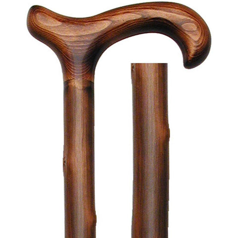 HARVY Classic Scorched Chestnut Derby Walking Cane With Chestnut Shaft