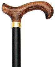 HARVY Deluxe Dark Scorched Derby Walking Cane With Black Beechwood Shaft And Brass Collar
