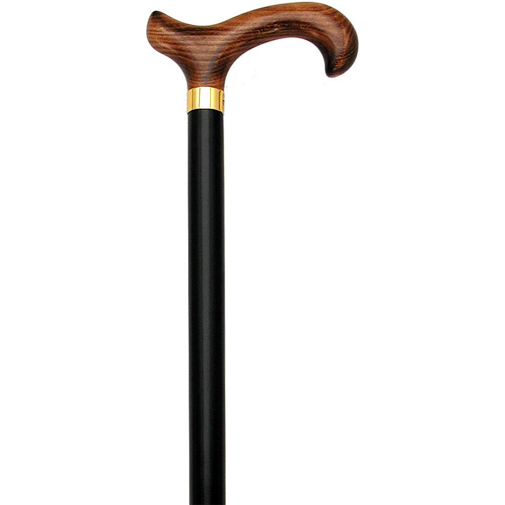 HARVY Deluxe Dark Scorched Derby Walking Cane With Black Beechwood Shaft And Brass Collar