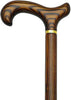 HARVY Faux Zebrano Derby Walking Cane With Faux Zebrano Shaft and Brass Collar