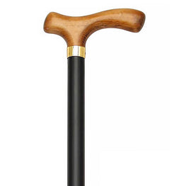 HARVY Extra Length Fritz Cherrywood Handle Walking Cane With Black Beechwood Shaft and Brass Collar