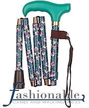 Harvy Mini-Fields of Wildflower Derby Walking Cane with Floral Pattern Adjustable, Folding Aluminum Shaft