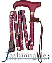 Harvy Mini-Hand Picked Floral Derby Walking Cane with Floral Pattern Adjustable, Folding Aluminum Shaft an