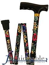 Harvy Pansies Floral, Fritz Walking Cane with Pansies Pattern Folding Adjustable Aluminum Shaft and Brass