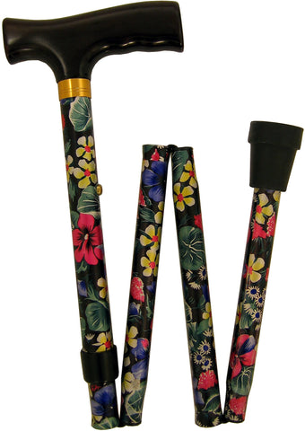 Harvy Pansies Floral, Fritz Walking Cane with Pansies Pattern Folding Adjustable Aluminum Shaft and Brass