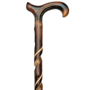 HARVY Spiral Carved Derby Walking Cane With Chestnut Shaft