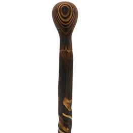 HARVY Spiral Carved Knob Handle Walking Stick With Carved Chestnut Shaft