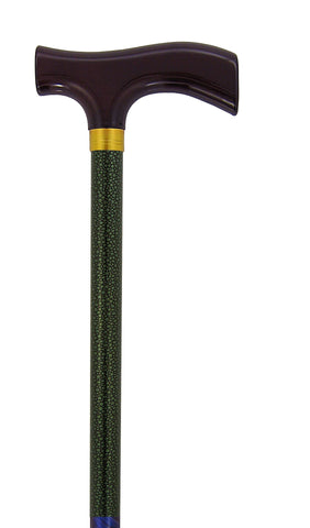 Harvy Petite Dress Stick - Green Ice Fritz Adjustable Walking Cane w/ Aluminum Shaft and Brass Collar