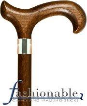 HARVY House Walnut Derby Walking Cane With Beechwood Shaft and Silver Collar