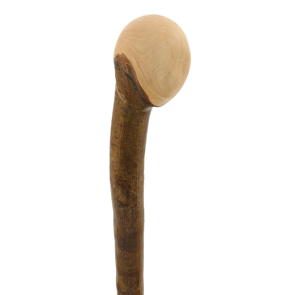 HARVY Hazelwood, Root Knobbed Walking Cane with Polished Hazelwood Shaft and Leather Strap
