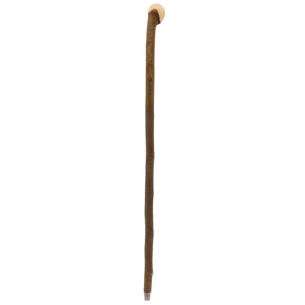 HARVY Hazelwood, Root Knobbed Walking Cane with Polished Hazelwood Shaft and Leather Strap
