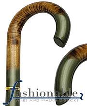 HARVY Metallic Green Color blend Tourist Walking Cane With Scorched Maple Shaft and Brass Collar