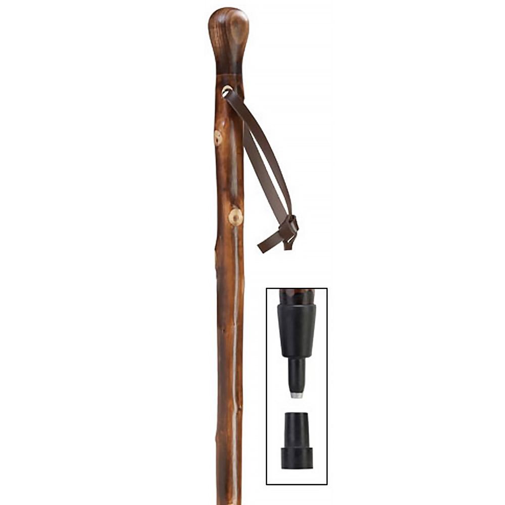 HARVY Chestnut Knobbed Walking Staff With Walnut Stained Shaft and Combi Tip