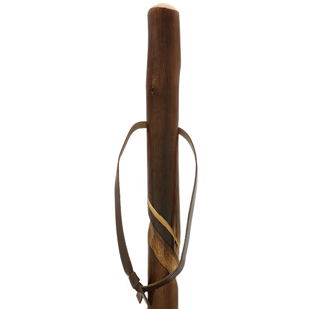 HARVY Chestnut Turned Hiking Staff with Ebony Stained Spiral Carved Shaft with Combi Tip