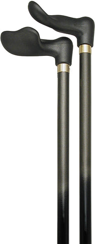 HARVY Charcoal grey SoftGrip, palm grip walking cane with matching two tone beechwood shaft, brass collar