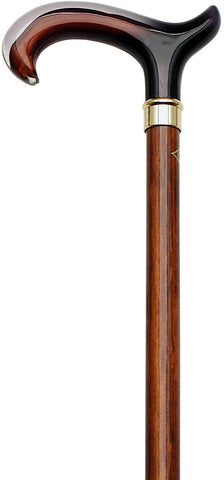 HARVY Amber & Cherry ClearForms Derby Walking Cane With Beechwood Shaft and Brass Collar