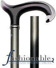 HARVY Black & Grey ClearForms Derby Walking Cane With Granite and Black Beechwood Shaft and Silver Collar