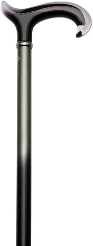 HARVY Black & Grey ClearForms Derby Walking Cane With Granite and Black Beechwood Shaft and Silver Collar