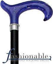 HARVY Blue Ice Derby Walking Cane With Black Beechwood Shaft and Silver Collar