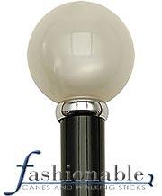 HARVY White Oyster Pearl Knob Walking Stick and Ebony Colored Shaft and Silver Collar