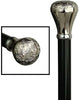 HARVY Nickel Plated Embossed Knob Walking Stick With Black Beechwood Shaft