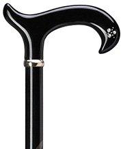 HARVY Rhinestones Derby Walking Cane With Black Beechwood Shaft and Silver Collar