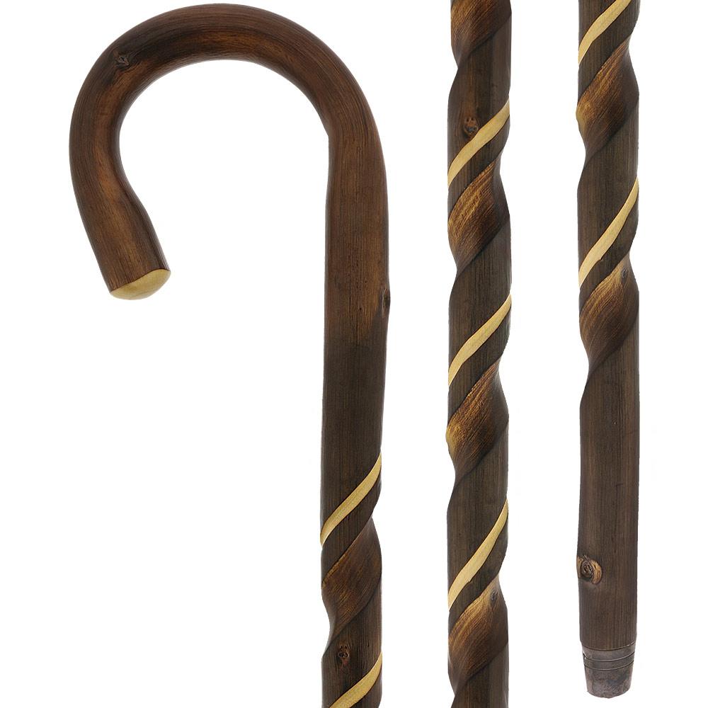 HARVY Chestnut, Turned & Flamed Tourist Walking Cane With Chestnut Shaft