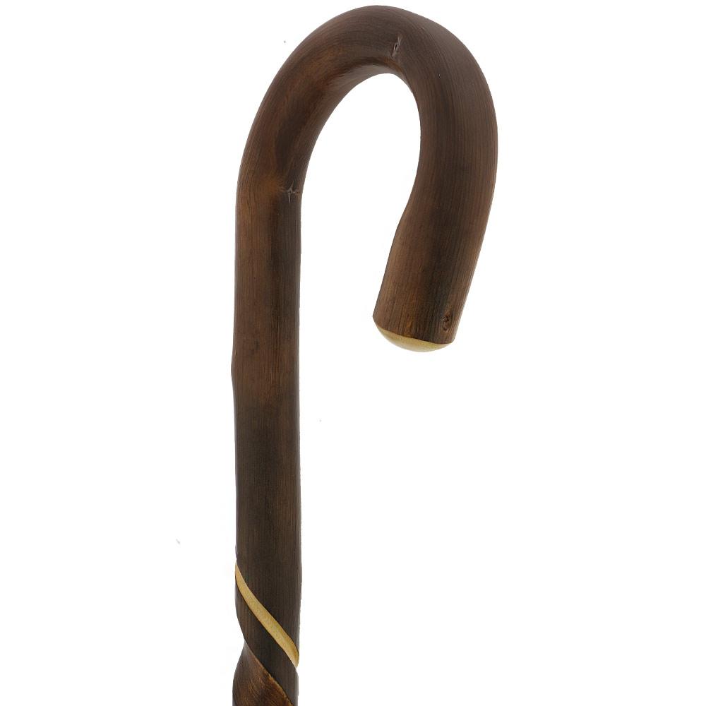 HARVY Chestnut, Turned & Flamed Tourist Walking Cane With Chestnut Shaft