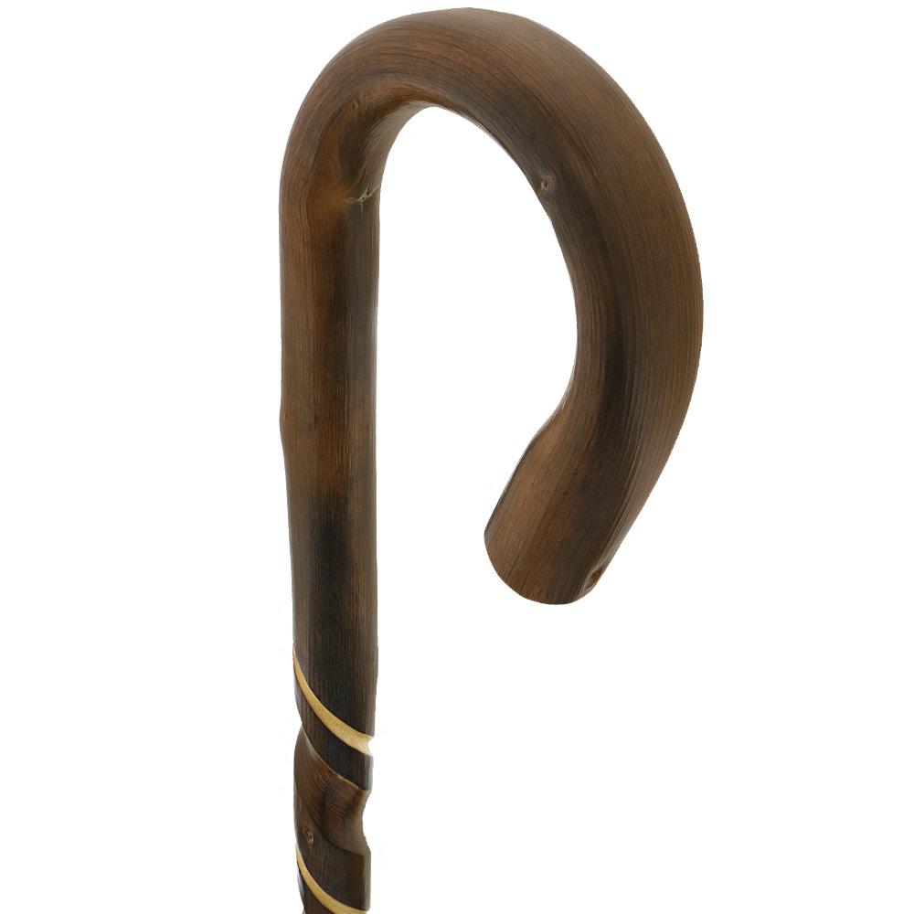 HARVY Chestnut, Turned & Flamed Tourist Walking Cane With Chestnut Shaft