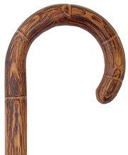 HARVY Oak Tourist Handle Walking Cane With Notched and Scorched Oak Shaft