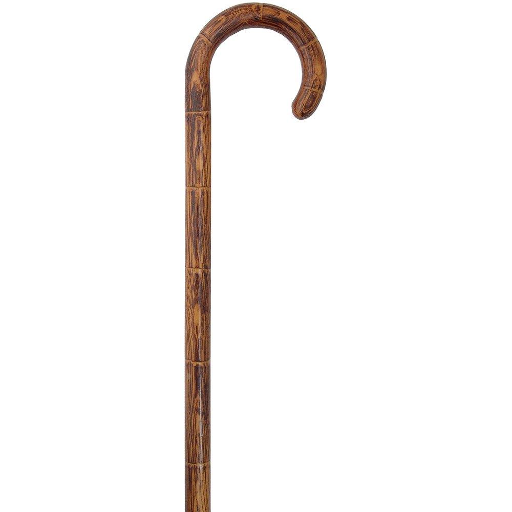 HARVY Oak Tourist Handle Walking Cane With Notched and Scorched Oak Shaft