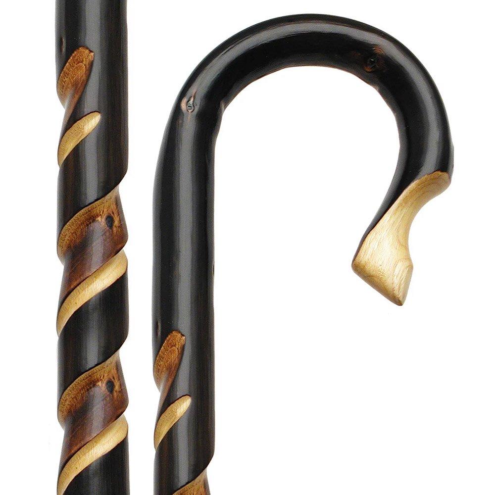HARVY Sheppard Spiral Tourist Handle Walking Cane With Chestnut Shaft