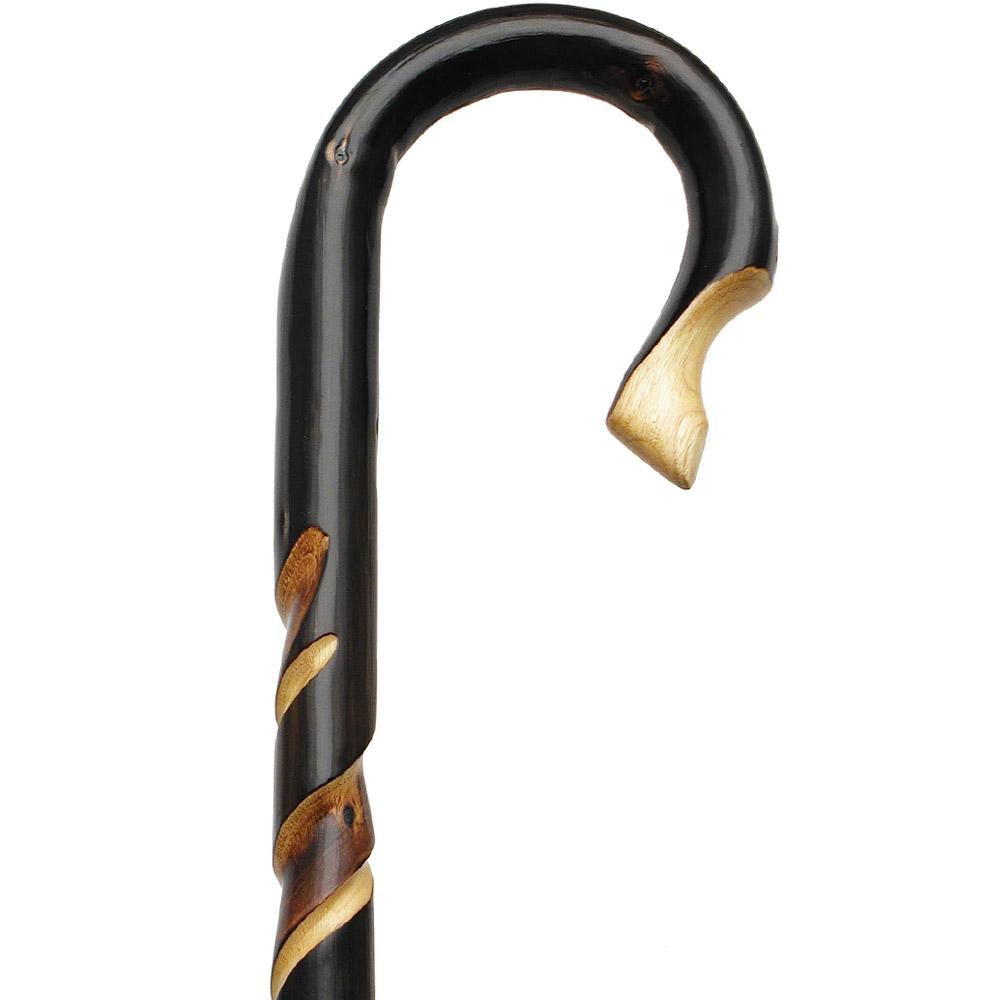 HARVY Sheppard Spiral Tourist Handle Walking Cane With Chestnut Shaft