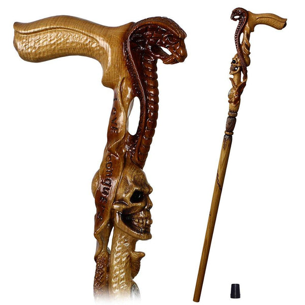 Igor Cobra Snake and Skull Artisan Intricate Handcarved Cane