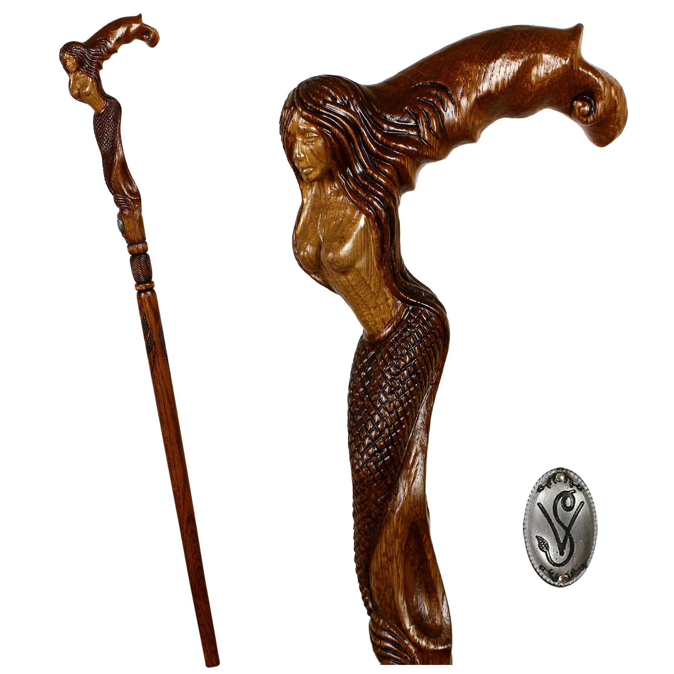 Igor Crying Mermaid Artisan Intricate Hand-Carved Cane