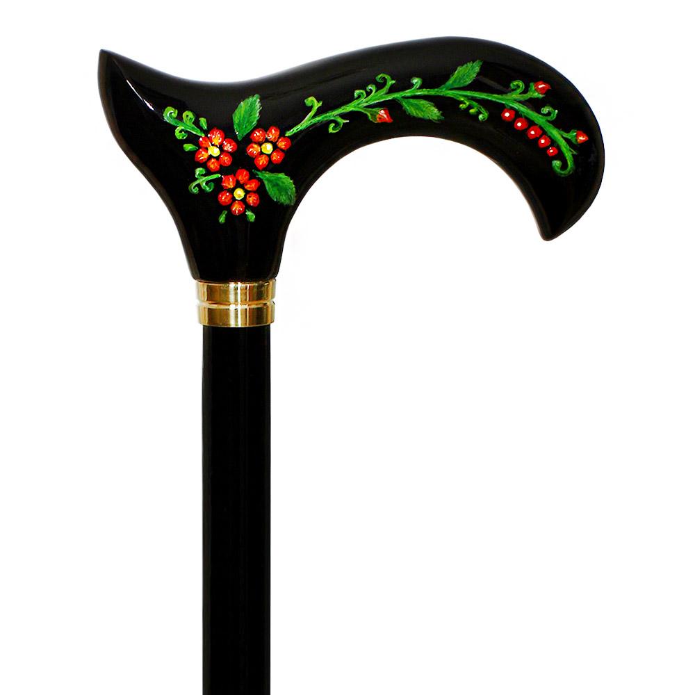 Igor Black Derby with Handpainted Flowers
