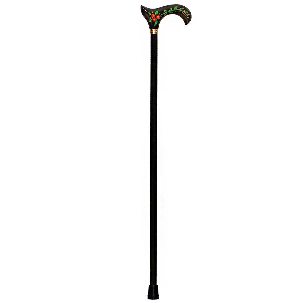Igor Black Derby with Handpainted Flowers