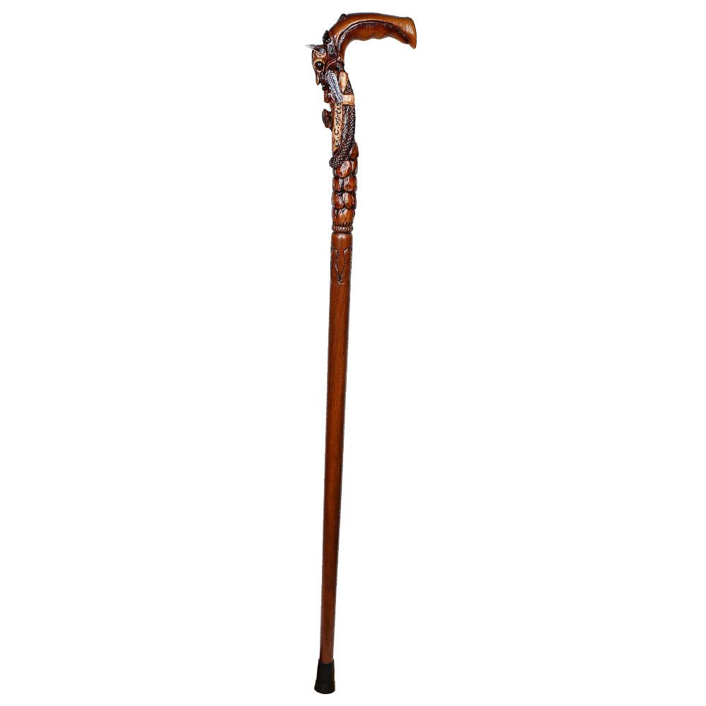 Igor Buffalo Skull and Snake Artisan Intricate Handcarved Wood Cane