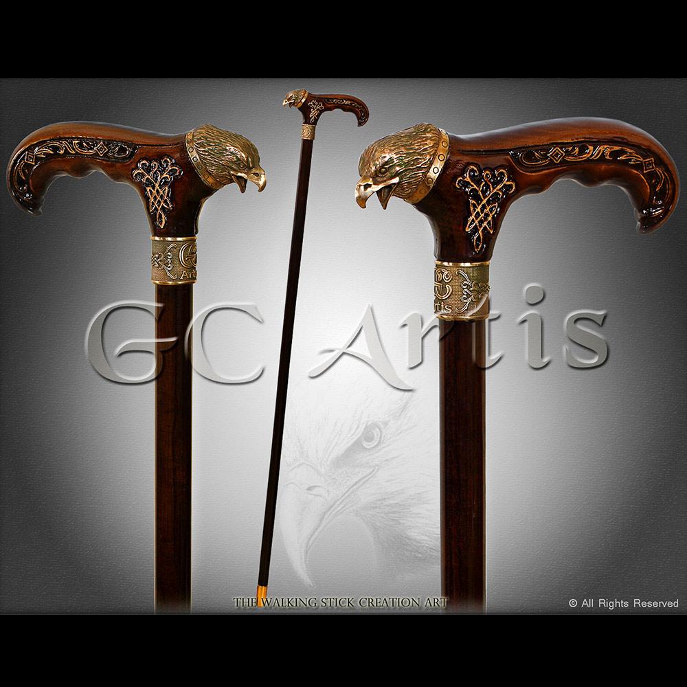 Igor Eagle Head Bronze Artisan Intricate Handcarved Cane